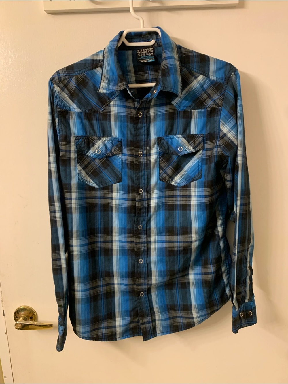 urban pipeline Blue and Black Plaid Button-Down Shirt